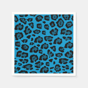 Serviette En Papier Imprimé léopard bleu et noir