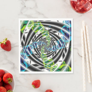 Serviette En Papier Incomplet   Art fractal bleu et vert