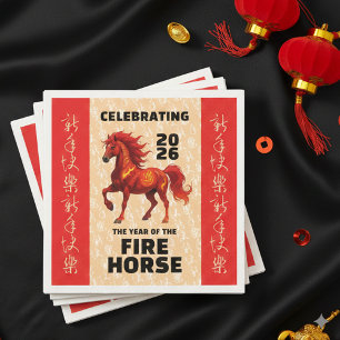 Serviette En Papier Incroyable année chinoise du Cheval de Feu 2026