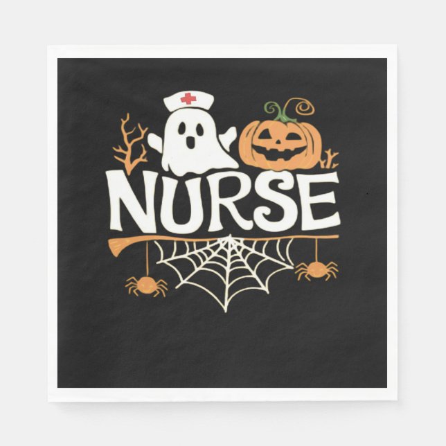Serviette En Papier Infirmière amusante Halloween Fantôme Design Essen (Devant)