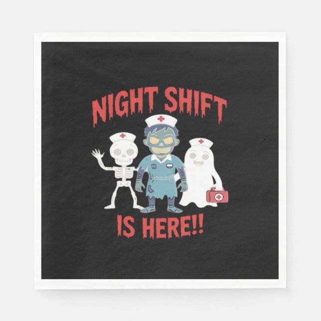 Serviette En Papier Infirmière d'Halloween Funny Fantôme Squelette Zom (Devant)
