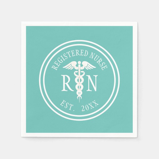 Serviette En Papier Infirmière inscrite RN Médicale Turquoise Graduati (Devant)