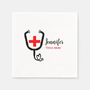 Serviette En Papier Infirmière médecin rouge plus stéthoscope ajouter