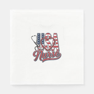 Serviette En Papier Infirmière Patriotique USA Cœur Stéthoscope Chemis