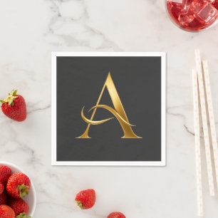 Serviette En Papier Initiale dorée A Design minimaliste