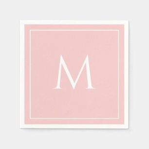 Serviette En Papier Initiale élégante en pastel rose de monogramme