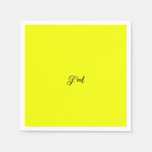 Serviette En Papier Initiales couleur jaune néon fluorescent nom de co
