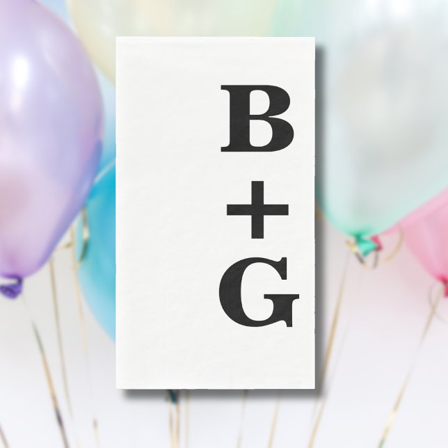 Serviette En Papier Initiales de mariage modernes grandes noires | Bla (Créateur téléchargé)