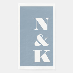 Serviette En Papier Initiales de monogramme moderne gras Mariage Bleu