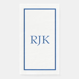 Serviette En Papier Initiales de monogramme Nom personnalisé Bleu Tend