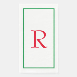 Serviette En Papier Initiales de monogramme Nom personnalisé Rouge Ver