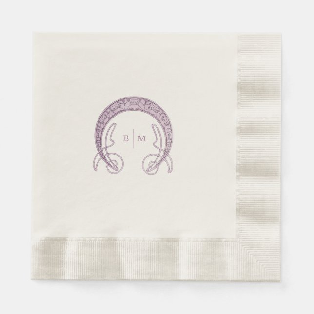Serviette En Papier Initiales du monogramme mauve Art Nouveau Tableau  (Devant)