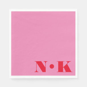 Serviette En Papier Initiales Monogramme Moderne Rose Rouge Mariage Pe