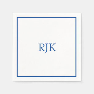 Serviette En Papier Initiales Monogrammes Nom personnalisé Blue Trendy
