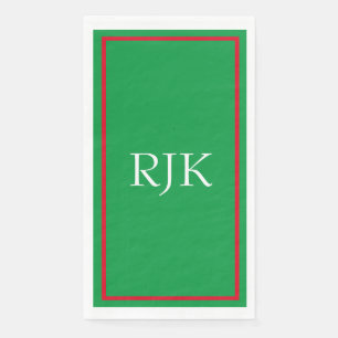 Serviette En Papier Initiales Monogrammes Nom personnalisé Rouge Vert