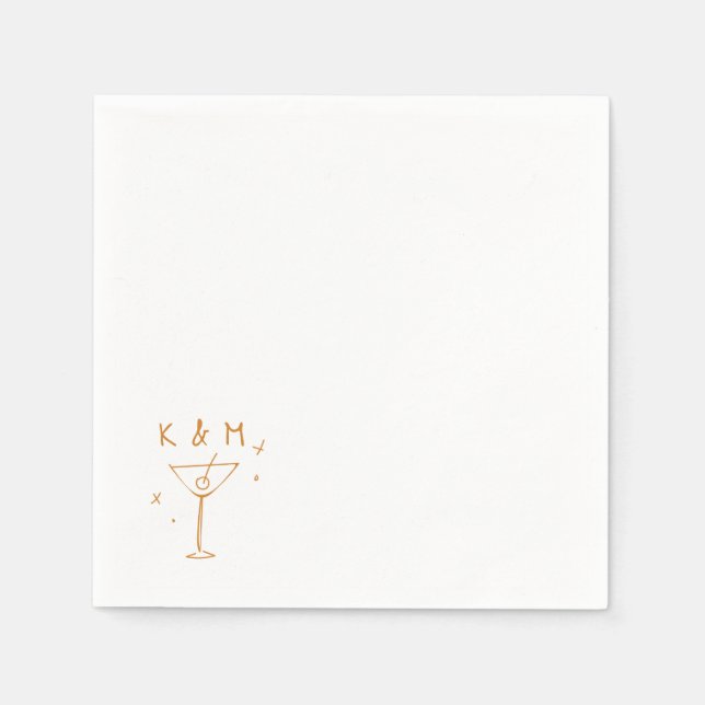 Serviette En Papier Initiales personnalisées dessinées à la main avec  (Devant)