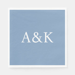 Serviette En Papier Initiales personnalisées sur un bleu ardoise pouss