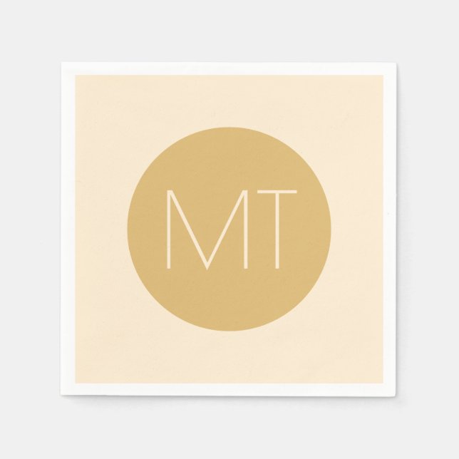 Serviette En Papier Initiales tonales Champagne moderne Mariage (Devant)