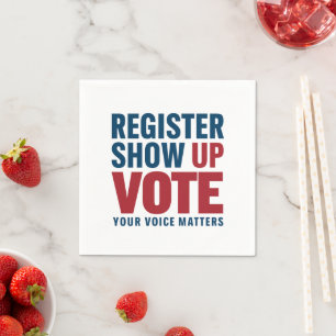 Serviette En Papier Inscrivez-vous Montrer Voter Votre Voix Compte Éle