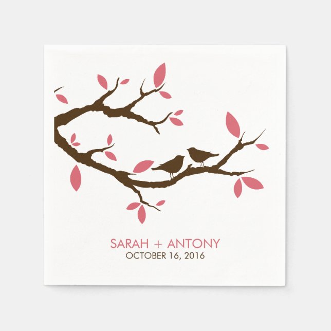 Serviette En Papier Inséparables dans l'arbre (Devant)