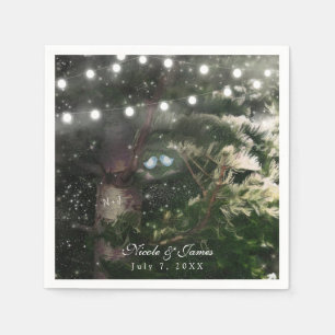 Serviette En Papier Inséparables + Pine Tree Nuit Mariage Réception