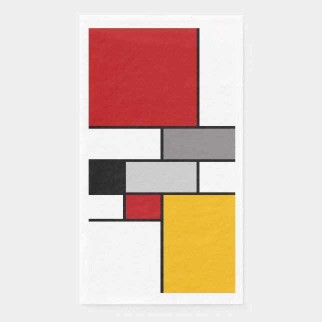 Serviette En Papier Inspiration mondrienne colorée (Devant)