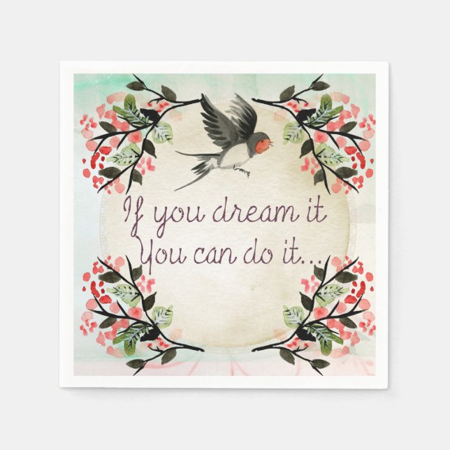 Serviette En Papier Inspirationnel Si Vous Rêvez L'Aquarelle (Devant)