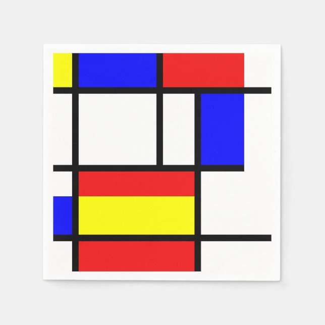 Serviette En Papier Inspiré par Mondrian (Devant)