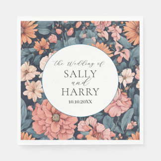 Serviette En Papier Intemporel : impression Vintage du Mariage Rose fo