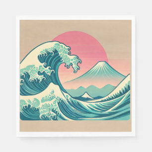Serviette En Papier Interprétation moderne de la Grande Vague