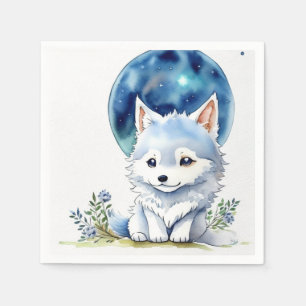 Serviette En Papier Invitation à l'anniversaire du loup