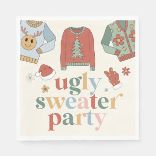 Serviette En Papier Invitation à une soirée de Noël rétro avec un pull