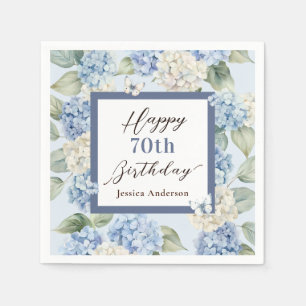 Serviette En Papier Invitation Anniversaire 70 Ans Hydrangea Bleu Aqua