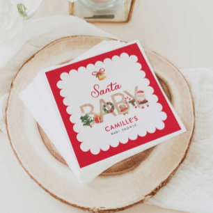Serviette En Papier Invitation au Baby shower Père Noël d'hiver