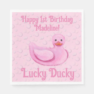 Serviette En Papier Invitation au premier anniversaire de Lucky Ducky