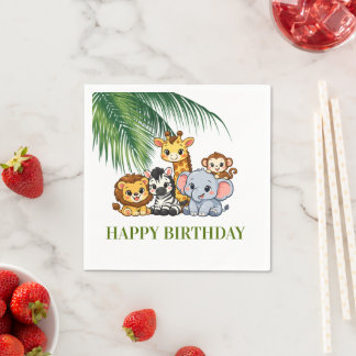 Serviette En Papier Invitation d'anniversaire Animaux de Safari de la