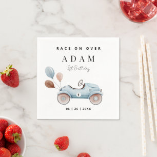 Serviette En Papier Invitation d'anniversaire de voiture de course, An