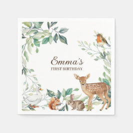 Serviette En Papier Invitation d'anniversaire pour les animaux foresti