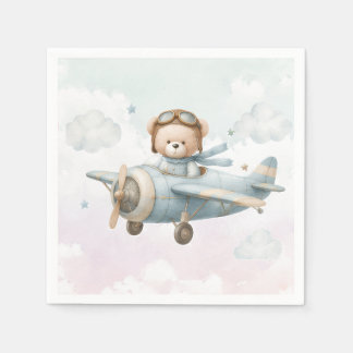 Serviette En Papier Invitation de baby shower ourson vintage