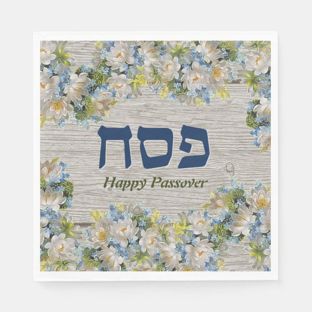 Serviette En Papier Invitation de Seder de Pâques Rustique Floral Napk (Devant)