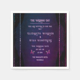 Serviette En Papier Invitations élégantes Mauve et Gold Wedding