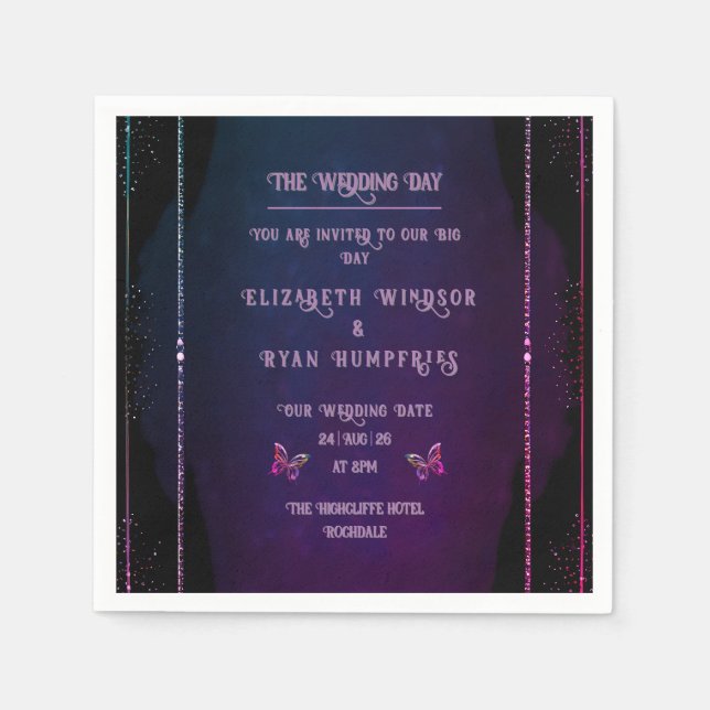 Serviette En Papier Invitations élégantes Mauve et Gold Wedding (Devant)