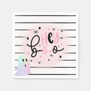 Serviette En Papier Iridescente Ghost Hey Boo Pastel Halloween Anniver