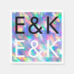 Serviette En Papier Iridescente Ultra Moderne Mariage Monogramme