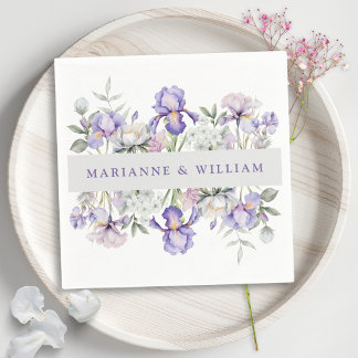 Serviette En Papier Irises et pivoines romantiques Mariage floral