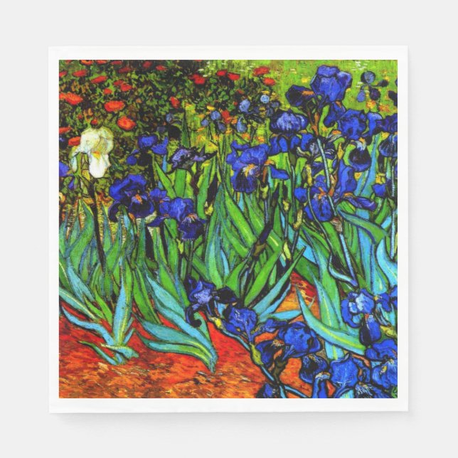 Serviette En Papier Irises, le célèbre tableau floral de Van Gogh (Devant)