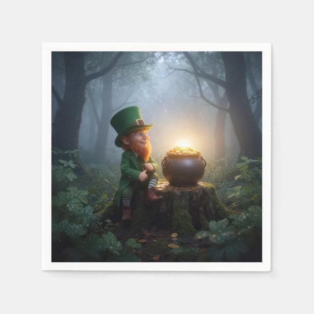 Serviette En Papier Irish Leprechaun with a Pot of Gold (Devant)
