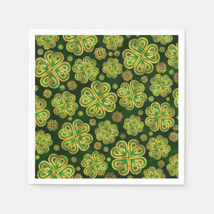 Serviette En Papier Irish Shamrock Four-leaf Lucky Clover Pattern