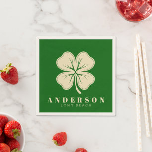 Serviette En Papier Irlandais Lucky Four Leaf Clover   Nom Cocktail ve