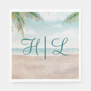 Serviette En Papier Island Breeze Sandy Beach Mariage Monogramme Dîner